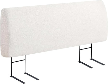 4.7" Upholstered Headboard for King Size Bed, Height Adjustable and Ergonomic Headboard, Easy Assemble, Sturdy and Durable, Teddy Velvet, Beige