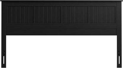 Serene Solid Wood Window-Pane Panel Headboard – Easy Assembly, Casual Coastal Style – King Size in Black