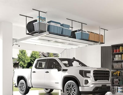 FLEXIMOUNTS 3x6 Overhead Garage Storage Adjustable Ceiling Rack 72" Length x 36" Width x 40" Height, 450lbs Weight Capacity, Black, Classic Series