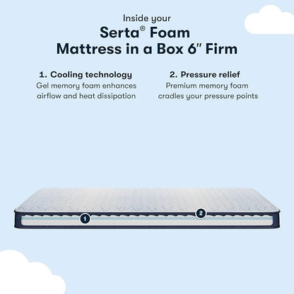 Serta Sleeptrue Firm 6" Full Memory Foam Mattress in a Box, Cooling, Breathable, and Pressure Relieving - 100 Night Trial, CertiPUR-US Certified and 10 Year Limited Warranty