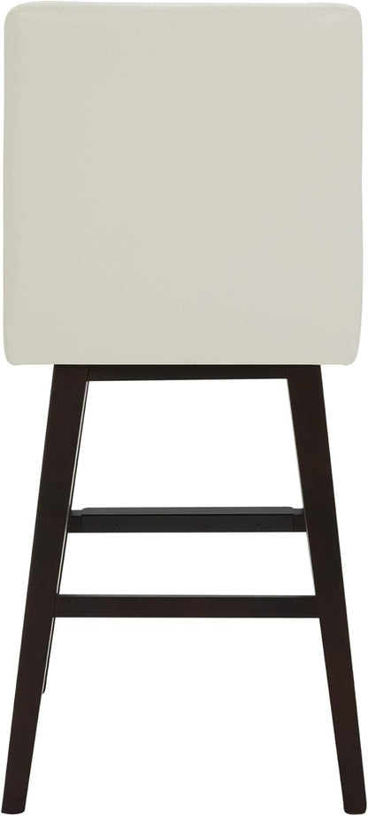 CHITA Counter Height Swivel Bar Stools Set of 4, FSC Certified Upholstered Faux Leather Barstool Chairs with Back, 26.8" H Seat Height, PU Leather in Pure White