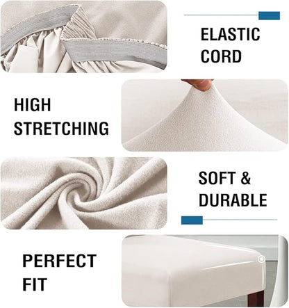 H.VERSAILTEX 100% Waterproof Bar Stool Cover Stretch Counter Stool Pub Chair Slipcover for Dining Room Removable Soft Thick Solid Fleece Fabric Bar Stool Slipcovers Set of 2, Ivory