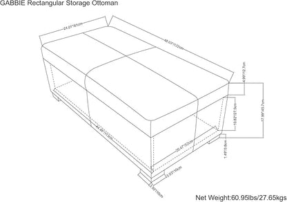 SIMPLIHOME Gabbie 48 inch Wide Contemporary Rectangle Rectangular Storage Ottoman in Distressed Saddle Brown Vegan Faux Leather, Assembled, for The Living Room, Entryway and Family Room
