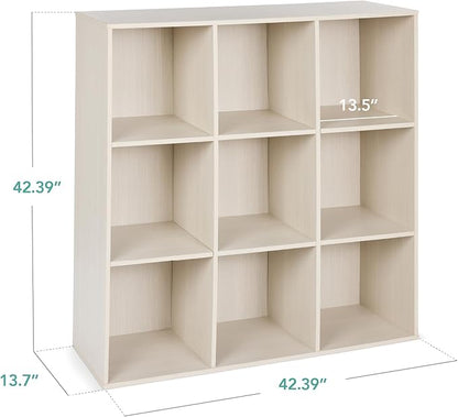 Best Choice Products 9-Cube Storage Organizer, 13.5in Shelf Opening, Bookcase, Display Shelf, Customizable w/ 3 Removable Back Panels – Whitewash