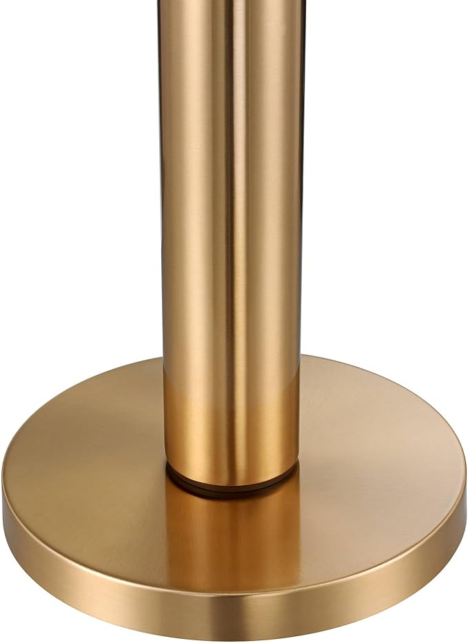 Possini Euro Design Boulevard Modern Glam Luxury 64 1/2" Tall Standing Floor Lamp Column Warm Gold Metal Living Room Bedroom House Reading Office Home Decor Entryway Dining Indoor White Drum Shade