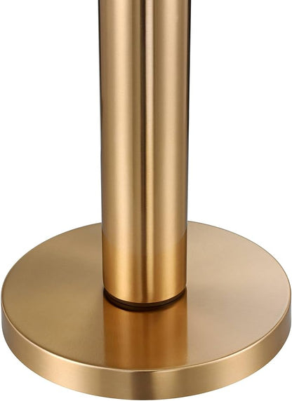 Possini Euro Design Boulevard Modern Glam Luxury 64 1/2" Tall Standing Floor Lamp Column Warm Gold Metal Living Room Bedroom House Reading Office Home Decor Entryway Dining Indoor White Drum Shade