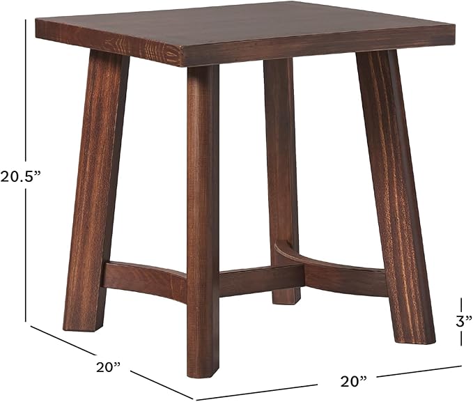 Walker Edison 2-Pack Colt Modern Farmhouse Solid Wood Square Side Tables, 18 Inch, Medium Brown