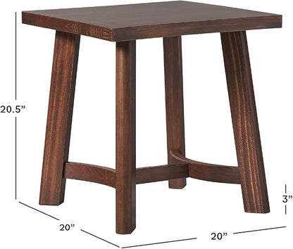 Walker Edison 2-Pack Colt Modern Farmhouse Solid Wood Square Side Tables, 18 Inch, Medium Brown
