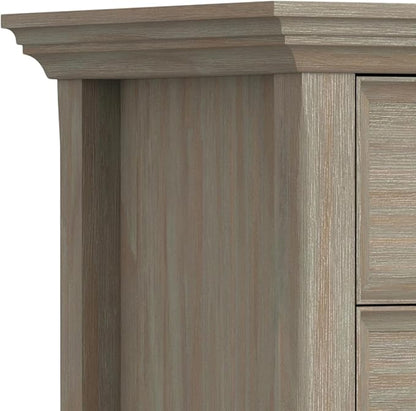 SIMPLIHOME Amherst SOLID WOOD 24 Inch Wide Traditional Bedside Nightstand Table in Distressed Grey, For the Living Room and Bedroom