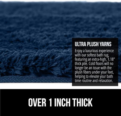 GORILLA GRIP Bathroom Rugs, 60x24, Ultra Soft Absorbent Mat, Thick Plush Bath Rug, Machine Washable, Microfiber Quick Dry, Mats for Shower, Bathtub and Floor, Home Decor Accessories, Navy Blue