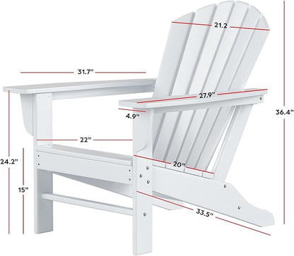 Costaelm Outdoor Adirondack Chair, HDPE Patio Chair, Weather Resistant Lawn Firepit Outside Chairs for Porch, Poolside, Garden, Backyard Deck, Pacific Blue