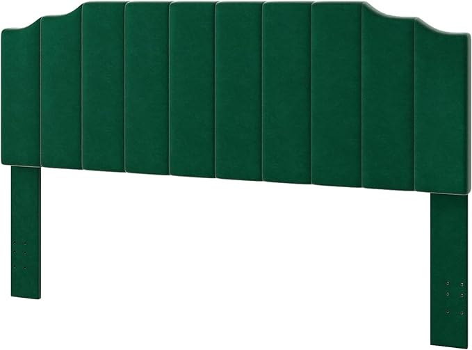 King Size Headboard Only, Velvet Wall Mounted Headboard King for Adjustable Bed Modern Upholstered Head Board Easy Assembly, Jade Green