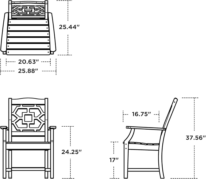 Martha Stewart by POLYWOOD® Chinoiserie Dining Arm Chair in Black