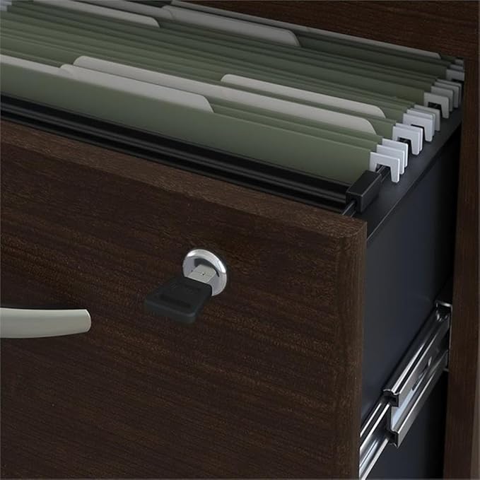 Bush Business Furniture Series C 72W L Shaped Desk with 48W Return and Mobile File Cabinet in Mocha Cherry