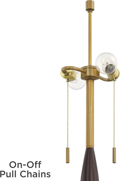 Possini Euro Design Carillo Modern 68" Tall Standing Floor Lamp Pull Chain Espresso Brown Gold Wood Metal Living Room Bedroom House Reading Office Home Decor Entryway Dining Indoor White Shade