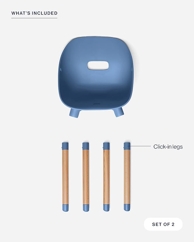 Lalo The Play Chair - Wooden & Non-Toxic Plastic Toddler Chair - Sturdy Bucket Seat, Easy to Clean, Up to 200 lb. Weight Capacity, Set of 2 - Blueberry