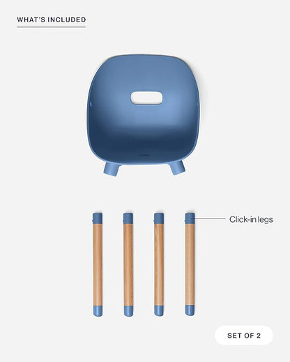 Lalo The Play Chair - Wooden & Non-Toxic Plastic Toddler Chair - Sturdy Bucket Seat, Easy to Clean, Up to 200 lb. Weight Capacity, Set of 2 - Blueberry