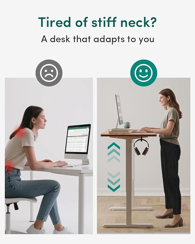 CubiCubi 60 x 24 Inches Electric Standing Desk, Height Adjustable Sit to Stand Desk, Home Office Table with Splice Board, Light Rustic