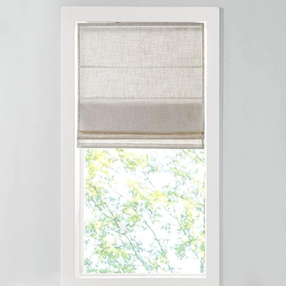 Madison Park Kyler Cordless Roman Shades - Single Panel, Lightweight Linen Blend Fabric, Natural Design, Easy Installation, Light Filtering Window Blind, Bedroom, Living Room Decor 34"W x 64"H Natural