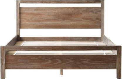Grain Wood Furniture Loft Queen Size Solid Wood Bed, Weathered Pine