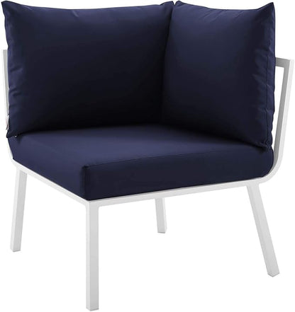 Modway Riverside Outdoor Furniture, 2-Piece Set, White Navy