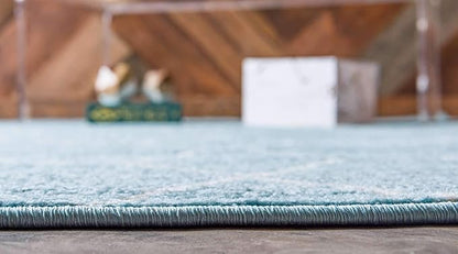 Unique Loom Trellis Frieze Collection Area Rug - Geometric (6' 1" x 9', Light Blue/ Ivory)