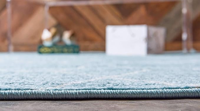 Unique Loom Trellis Frieze Collection Area Rug - Geometric (4' 1" x 6' 1", Light Blue/ Ivory)