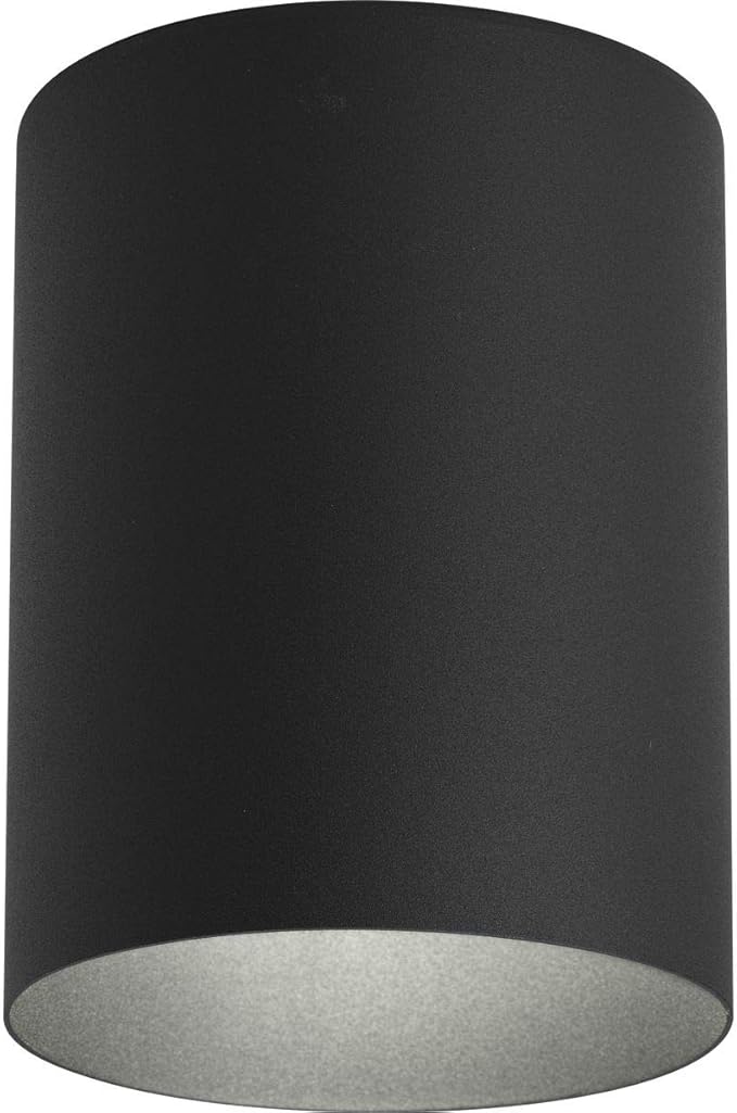 Progress Lighting 5-Inch Cylinder Outdoor Ceiling Light, 1-Light Modern Flush Mount Ceiling Light Fixture, Interior and Exterior Lighting for Home or Porch, Aluminum Construction, Black (P5774-31)
