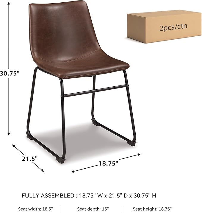Signature Design by Ashley Mid Century Centiar Dining Bucket Chair Set of 2, Black and Brown