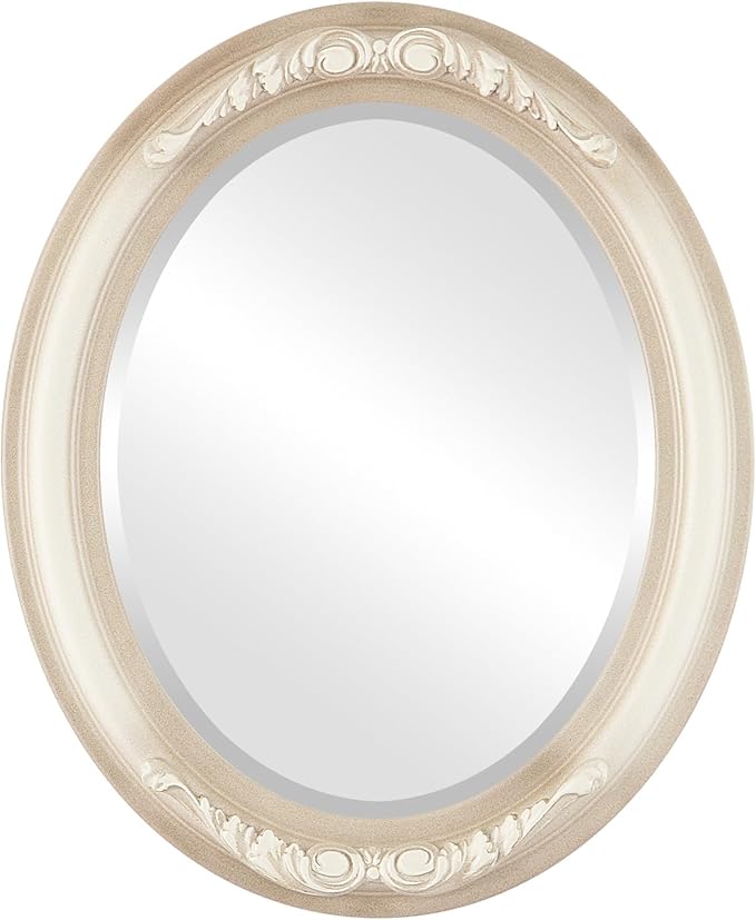 OVALCREST Oval Beveled Wall Mirror for Home Decor - Florence Style - Taupe - 28" x 22"