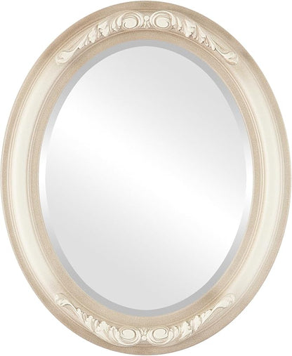 OVALCREST Oval Beveled Wall Mirror for Home Decor - Florence Style - Taupe - 28" x 24"