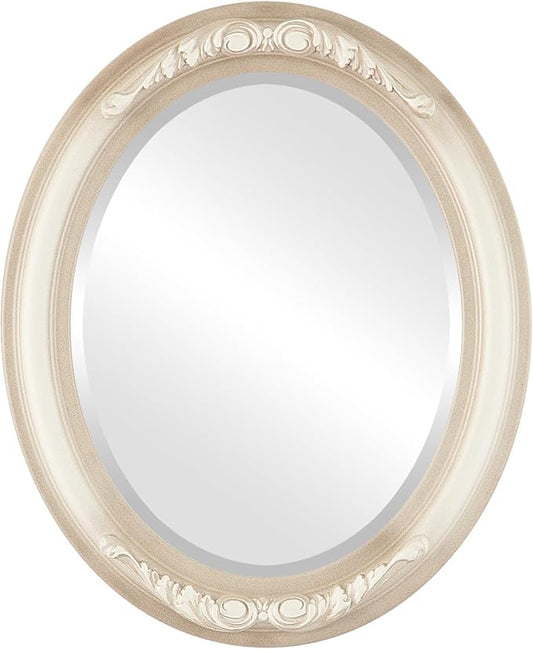 OVALCREST Oval Beveled Wall Mirror for Home Decor - Florence Style - Taupe - 28" x 24"