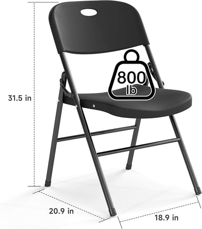 80 Pack Folding Chair, 800 Weight Limit Heavy Duty Plastic Folding Chair Portable Seating for Indoor Outdoor Events, Wedding, Party, Restaurant, Meeting Room Black