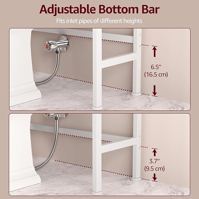Over The Toilet Storage Cabinet - Bathroom Shelves Above Toilet Freestanding Organizer Shelf with Doors Narrow Floor Stand Rack Farmhouse Wood 71" Tall, Distressed White