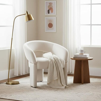 LukeAlon Mid Century Modern Velvet Accent Chairs Set of 2 – Round Barrel Back Armchairs, Comfy Upholstered Lounge Chairs for Living Room, Bedroom, Office, Waiting Rooms, Beige