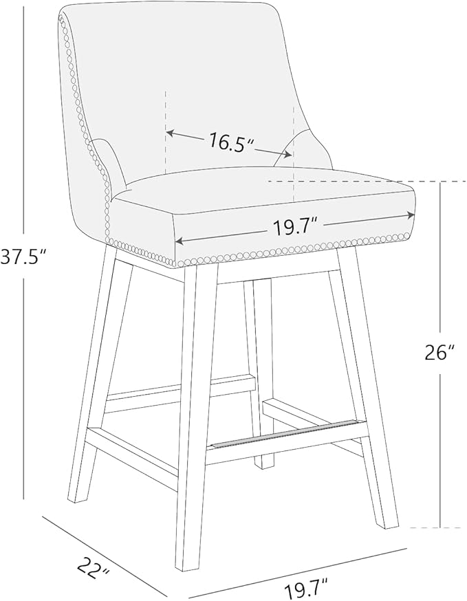 CHITA Counter Height Swivel Bar Stools, FSC Certified Upholstered Counter Stools, Modern Swivel Barstools with Wood Legs for Kitchen Island, 26" Seat Height, Faux Leather in White