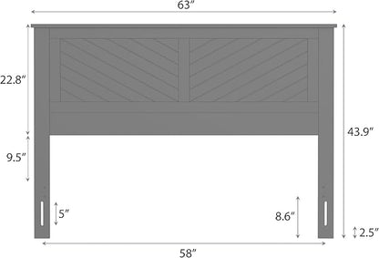 Serene Queen Size Wood Headboard Diagonal Panel Design in a Stained Pine Finish