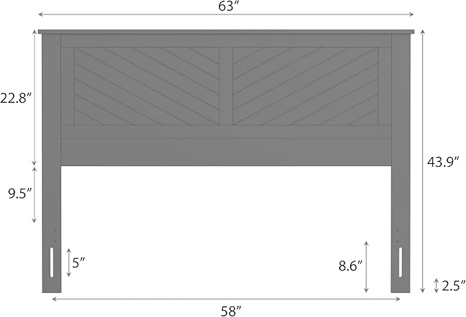 Serene Queen Size Wood Headboard Diagonal Panel Design in a Stained Walnut Finish