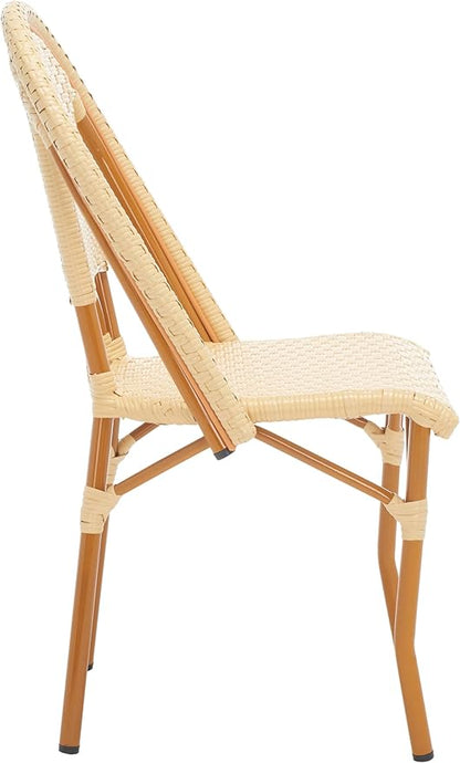 SAFAVIEH Outdoor Collection California Natural Bistro Side Chair Set of 2 (Fully Assembled)