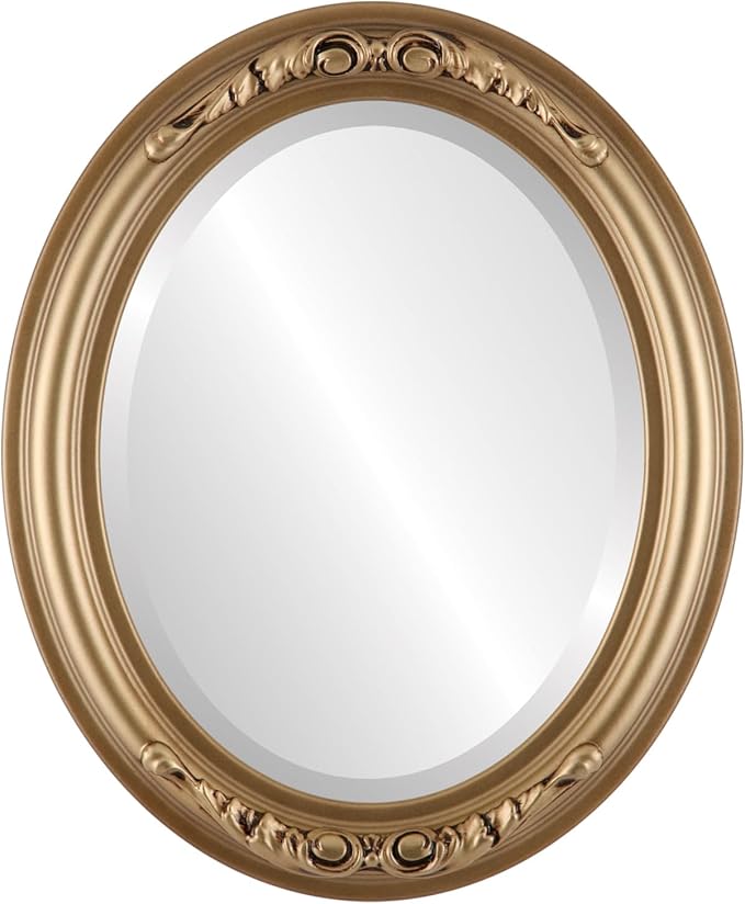 OVALCREST Oval Beveled Wall Mirror for Home Decor - Florence Style - Desert Gold - 32" x 26"