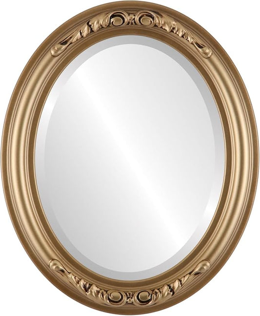OVALCREST Oval Beveled Wall Mirror for Home Decor - Florence Style - Desert Gold - 20" x 16"