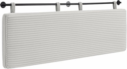 UEV Queen Headboard Only, Wall Mounted Hanging Upholstered Bed Head Board, Modern Vertical Channel Design of Fine Flannel, Elegant Beige Fluted Headboard for Bedroom (Beige, Queen Size)