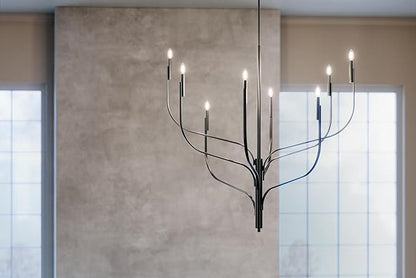 KICHLER Livadia 8-Light Chandelier, Soft Modern-Light in Black, for Foyer, Great Room, or Vaulted Dining or Bedroom (47.75" x 47.75"), 52675BK