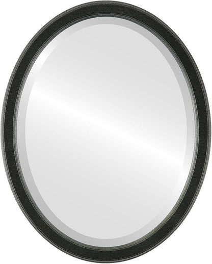 OVALCREST Oval Beveled Wall Mirror for Home Decor - Toronto Style - Black Silver - 26" x 20"