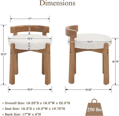 Modern Vanity Chair Upholstered Small Ottoman Footstool, Make Up Stool Chenille Fabric with Backrest Wooden Frame for Living Room Bedrooms, 1PC, Beige