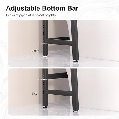VASMIA Over The Toilet Storage Shelf,3-Tier Bathroom Organizer Over Toilet Storage Cabinet,Freestanding Space Saver with 3 Hooks Black and Rustic Brown