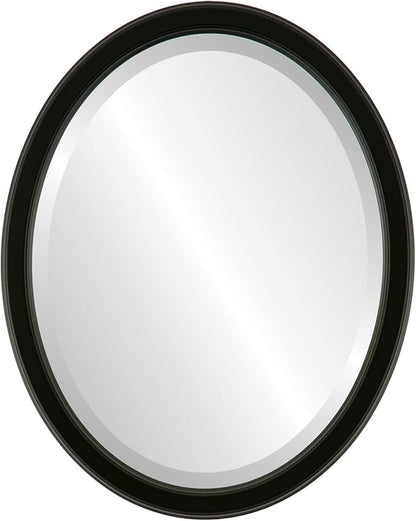 OVALCREST Oval Beveled Wall Mirror for Home Decor - Toronto Style - Matte Black - 26" x 20"