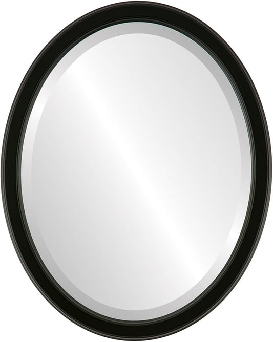 OVALCREST Oval Beveled Wall Mirror for Home Decor - Toronto Style - Matte Black - 18" x 14"
