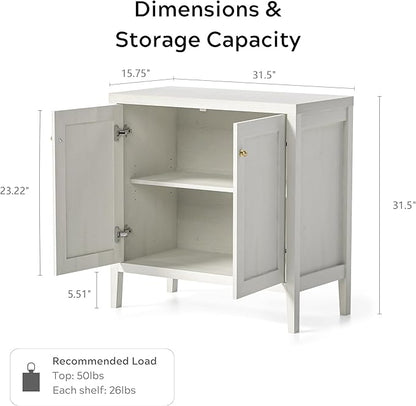 Sideboard Buffet Cabinets Set of 3 with Adjusable Shelves, Farmhouse Storage Cabinet, Credenza, Accent Cabinet, Kitchen Coffee Bar Console Table for Living Dining Room, Antique White