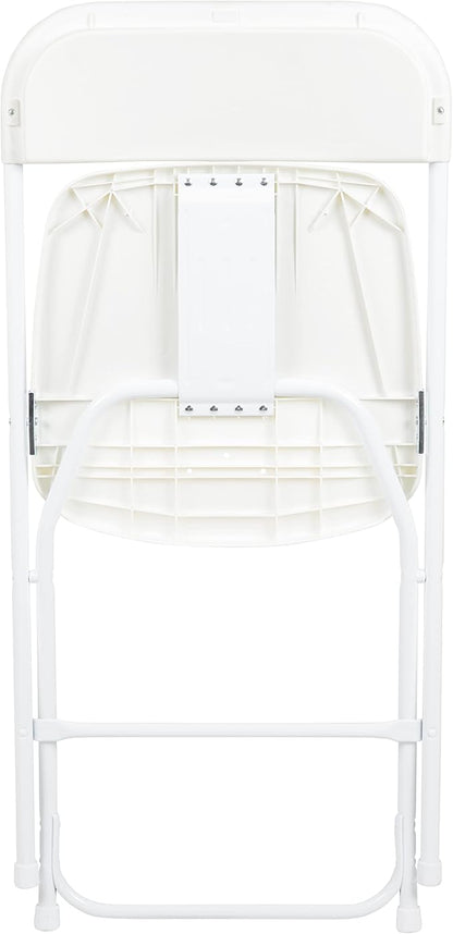 Flash Furniture Hercules Series Plastic Folding Chairs for Parties and Weddings, Stackable Commercial Event Seats with 650-lb. Static Weight Capacity, Set of 6, White